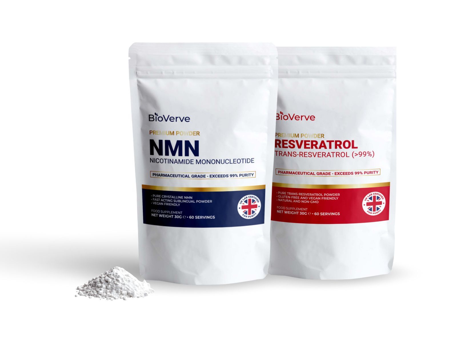 BioVerve supplement pouches with powder